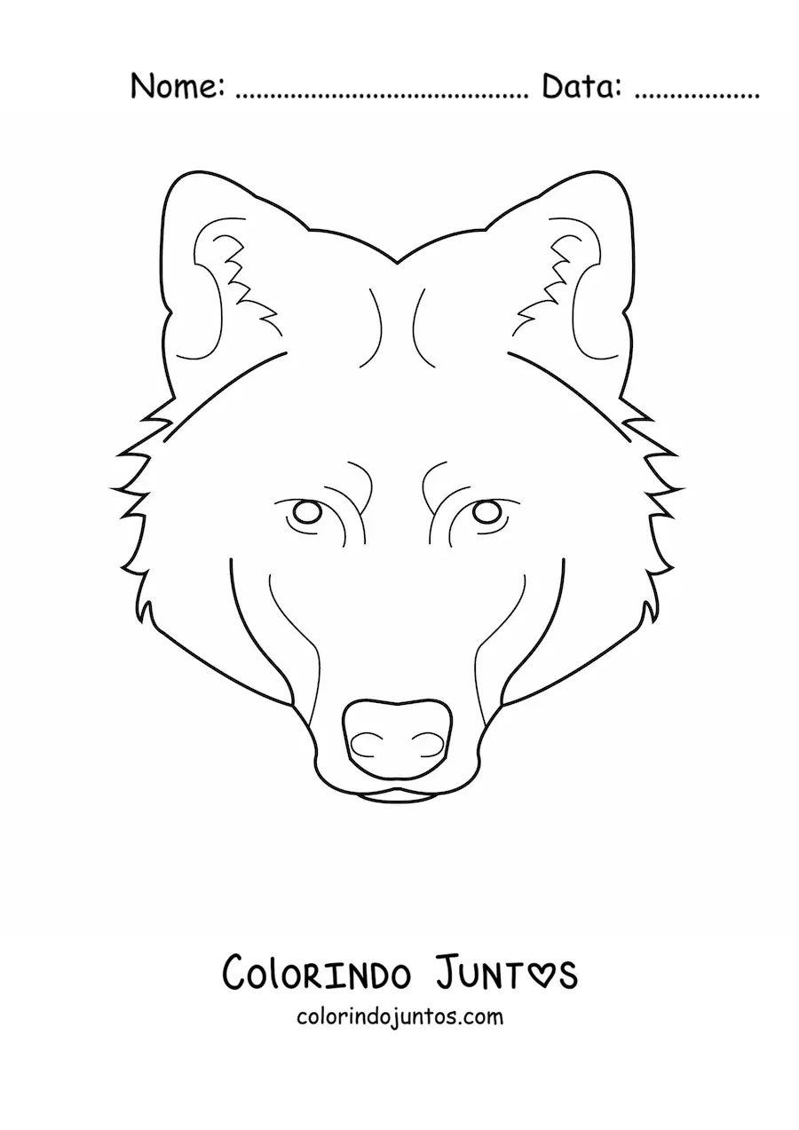 Desenho para colorir de uma cabeca de lobo selvagem
