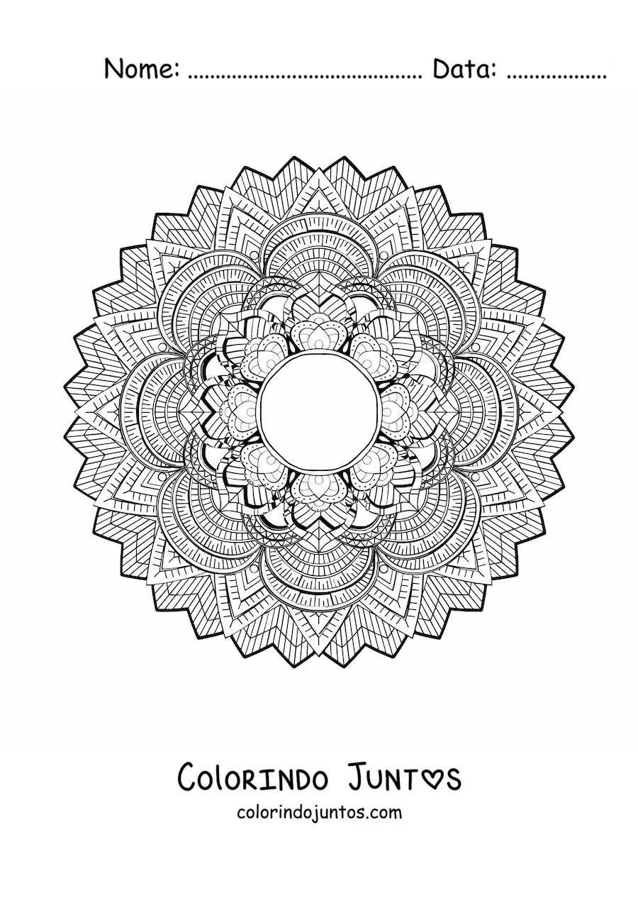 Desenho para colorir de uma mandala floral difícil
