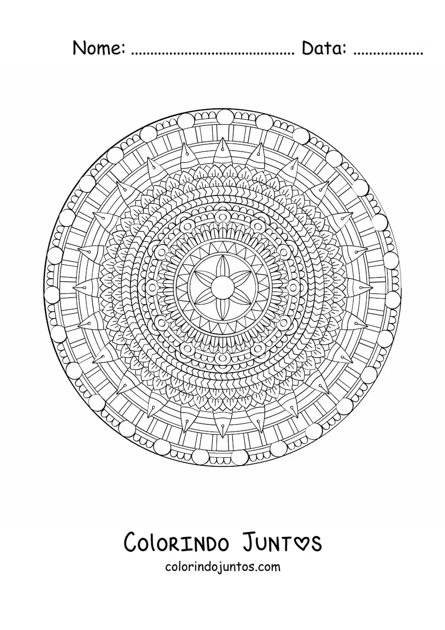 Desenho para colorir de uma mandala circular difícil