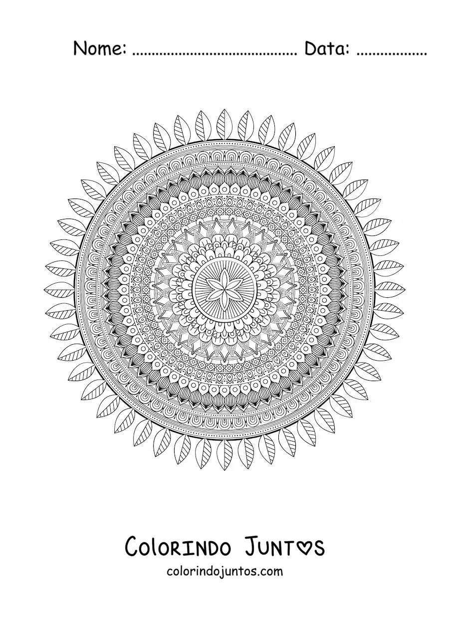 Desenho para colorir de uma mandala super difícil