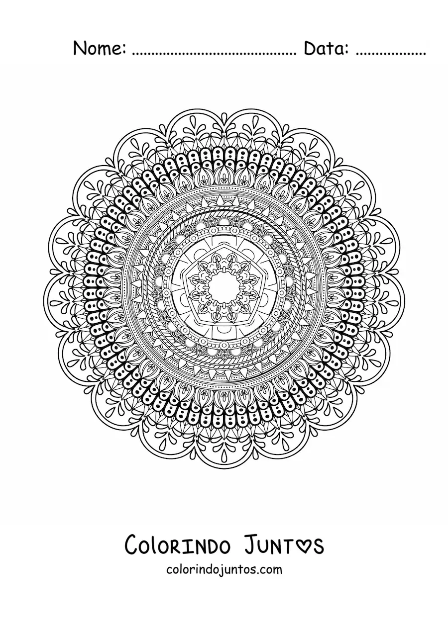 Desenho para colorir de uma mandala super difícil