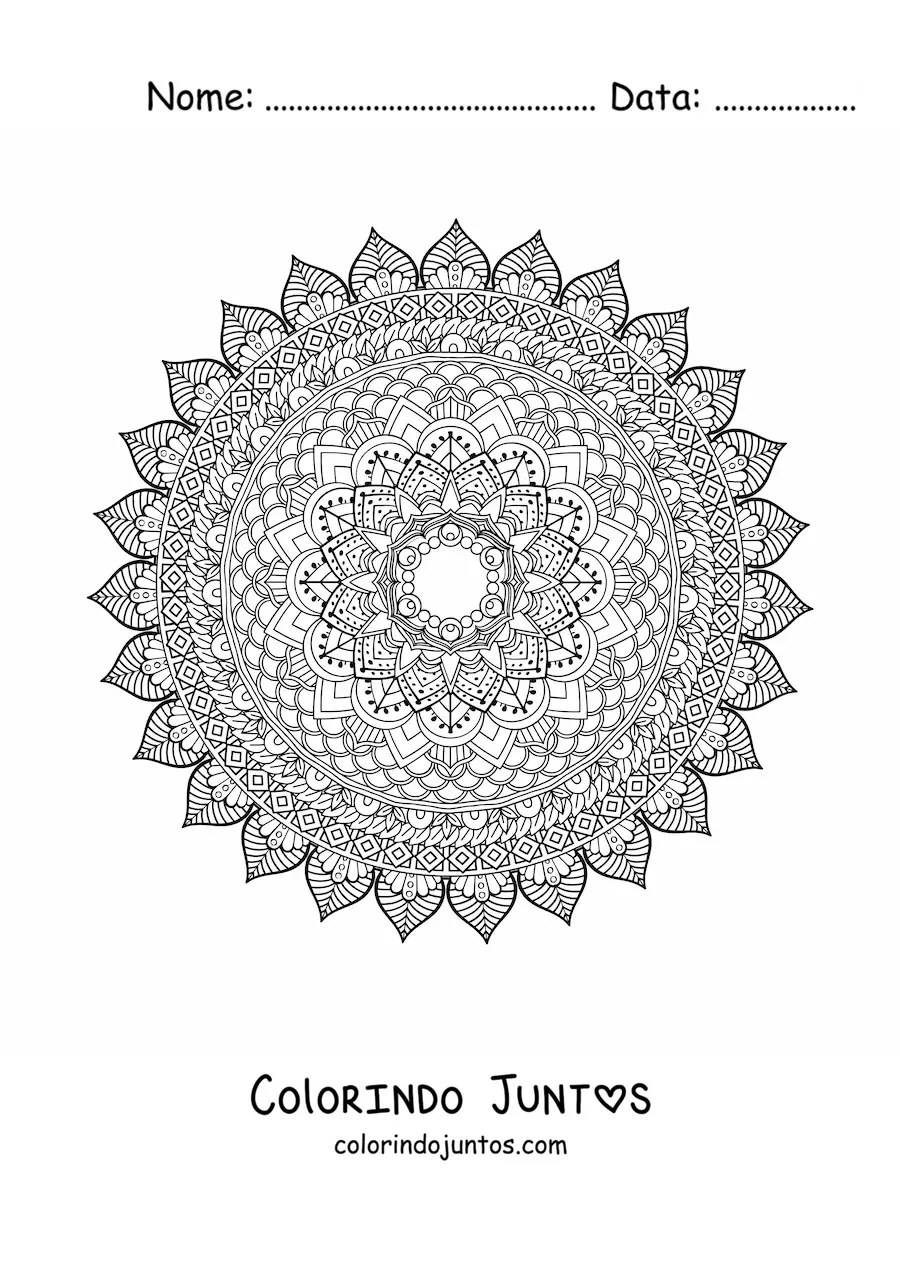 Desenho para colorir de uma mandala super difícil
