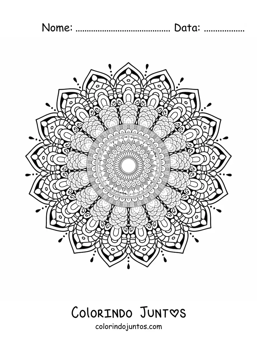 Desenho para colorir de uma mandala super difícil