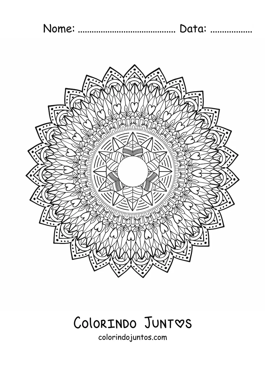 Desenho para colorir de uma mandala difícil