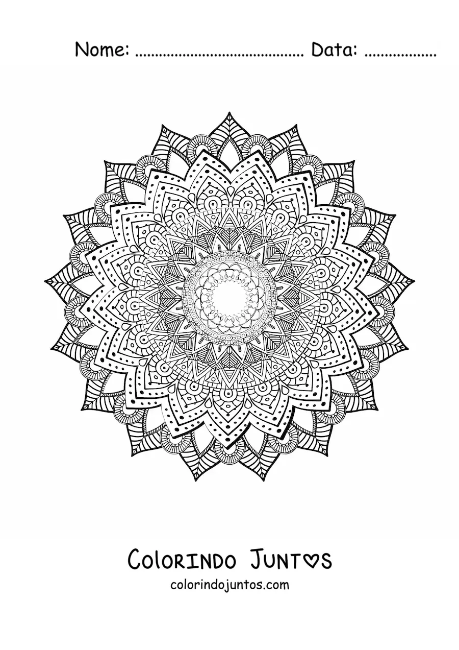 Desenho para colorir de uma mandala difícil