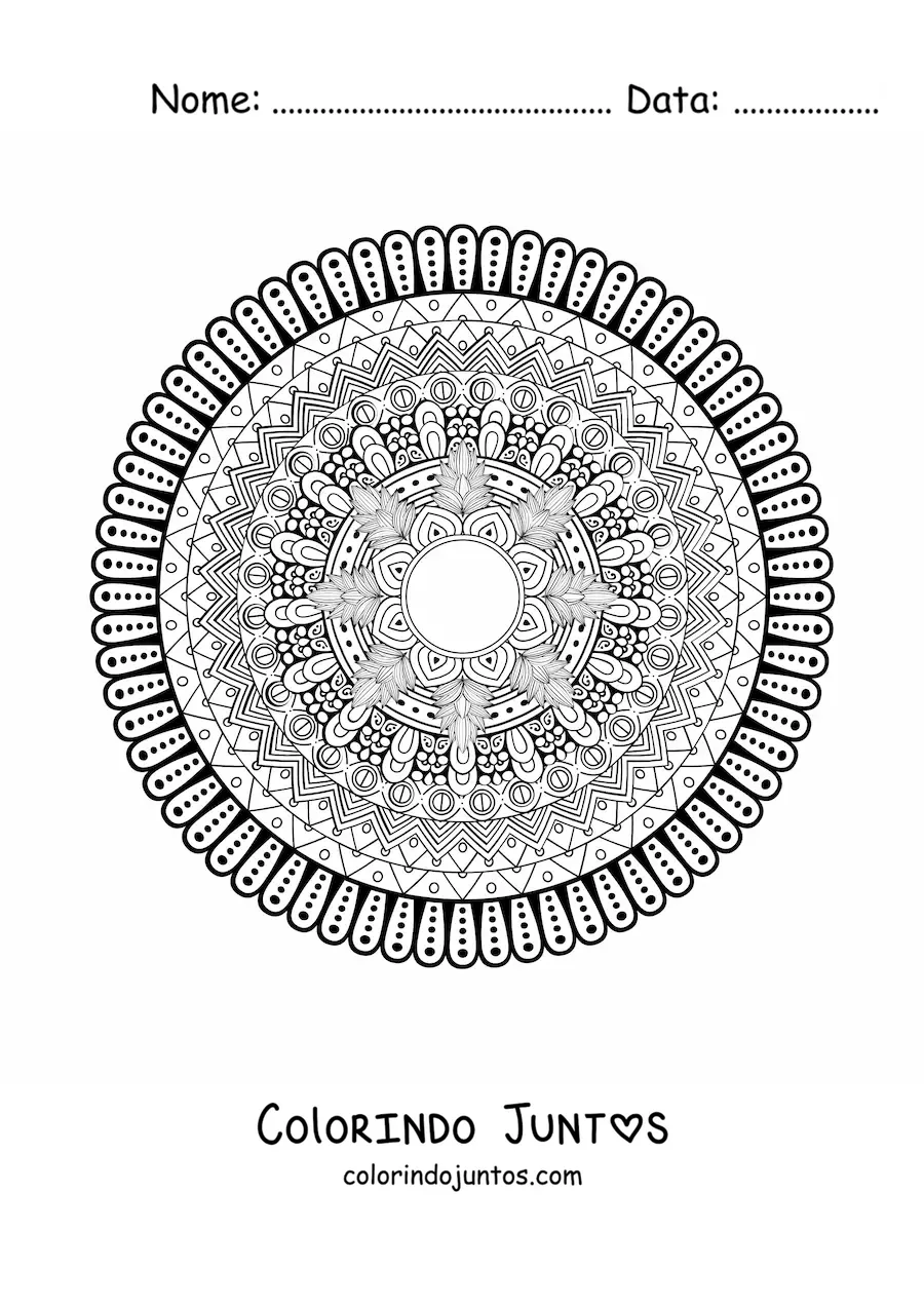 Desenho para colorir de uma mandala difícil