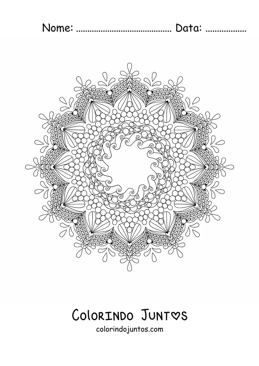 Desenho para colorir de uma mandala difícil