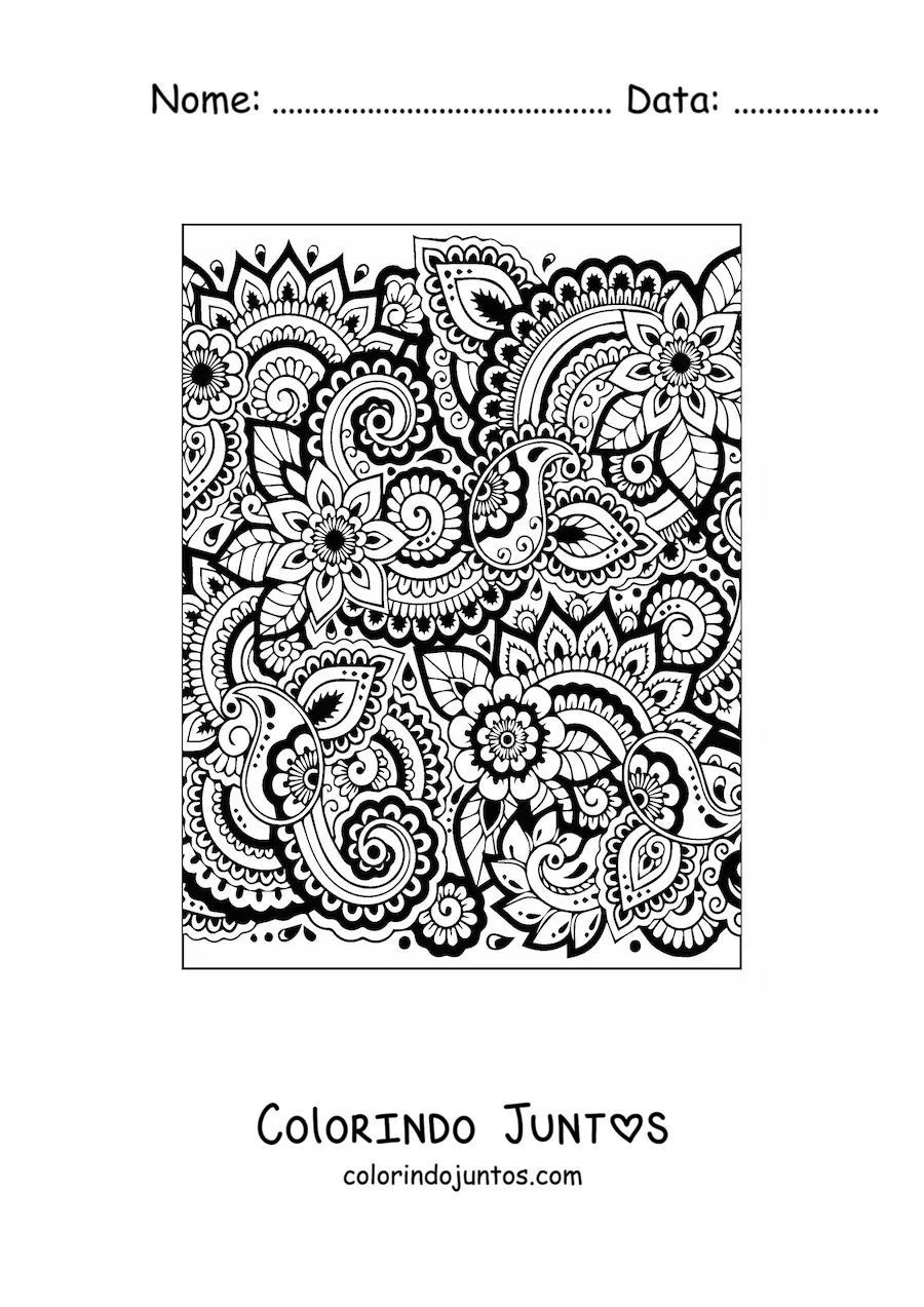 Desenho para colorir de flores estilo Zentangle