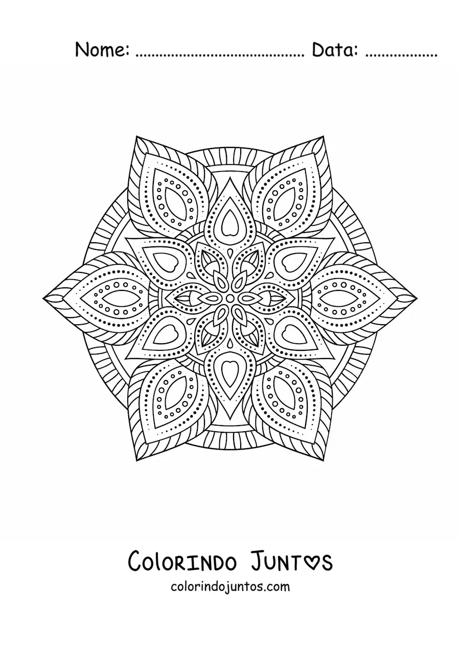 Desenho para colorir de uma mandala estilo Zentangle