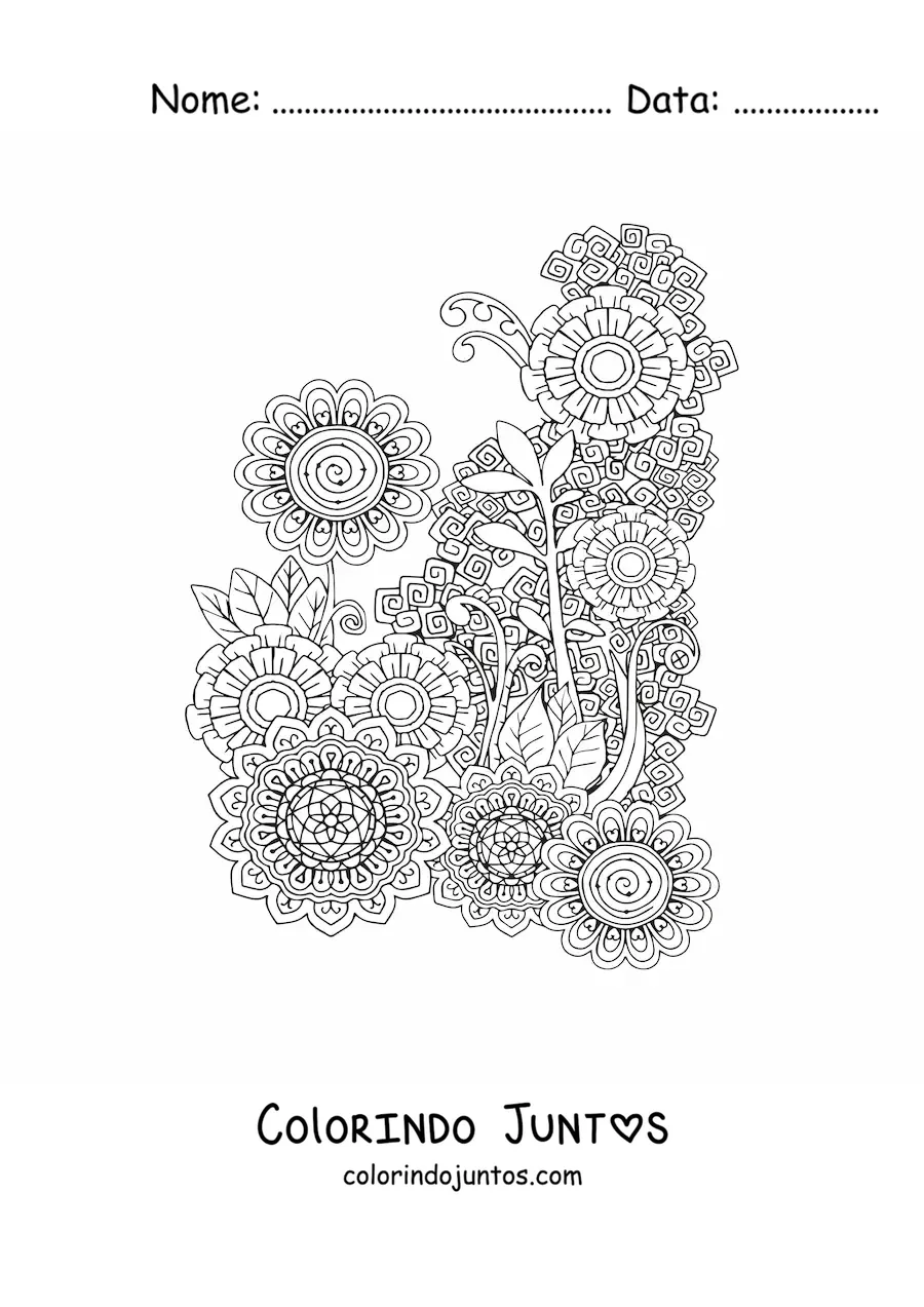 Desenho para colorir de flores mandala