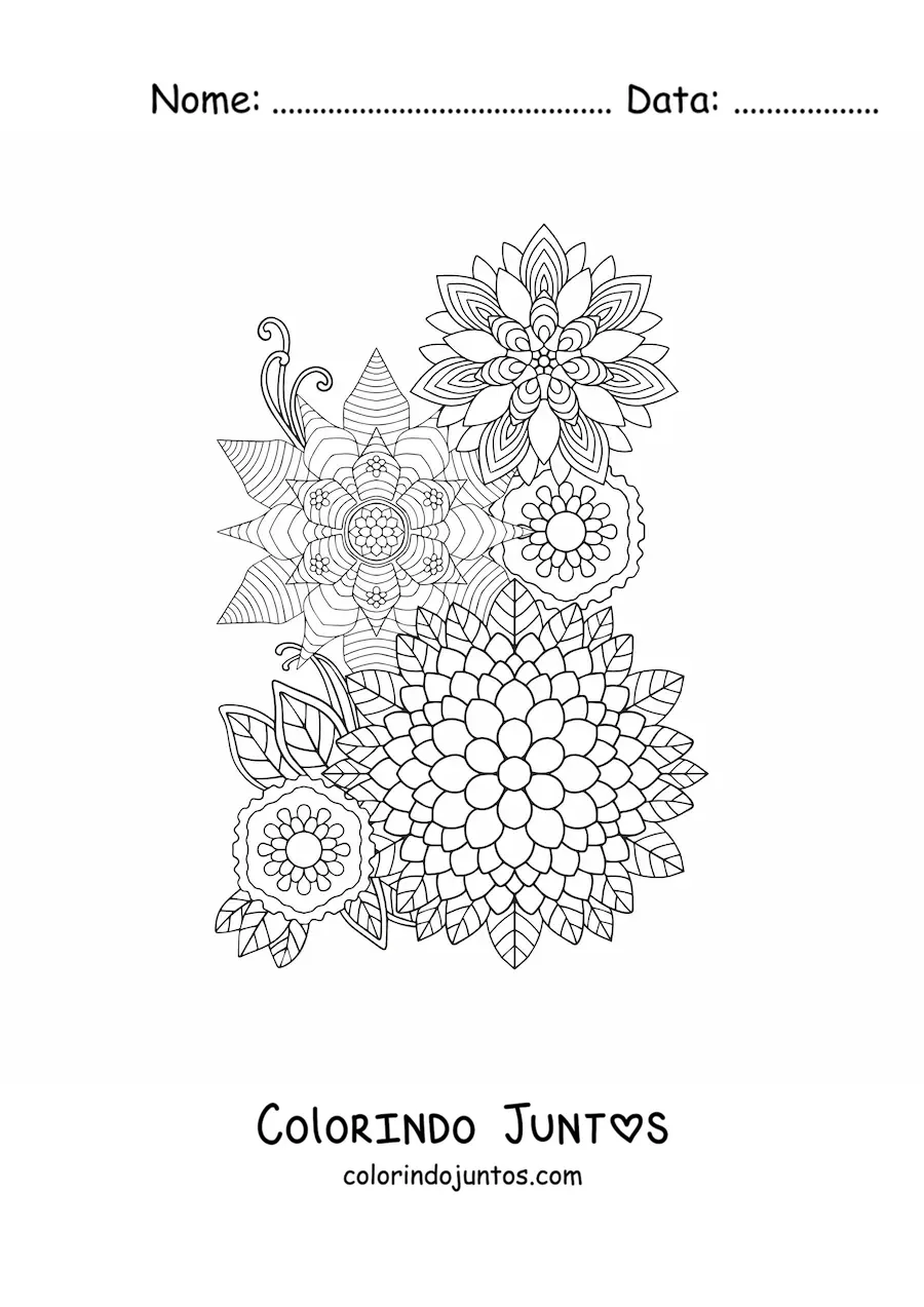 Desenho para colorir de flores mandala