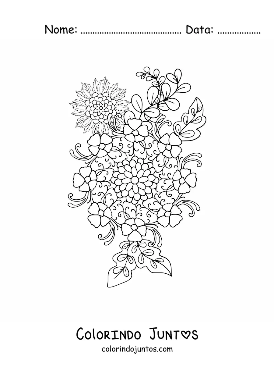 Desenho para colorir de flores mandala