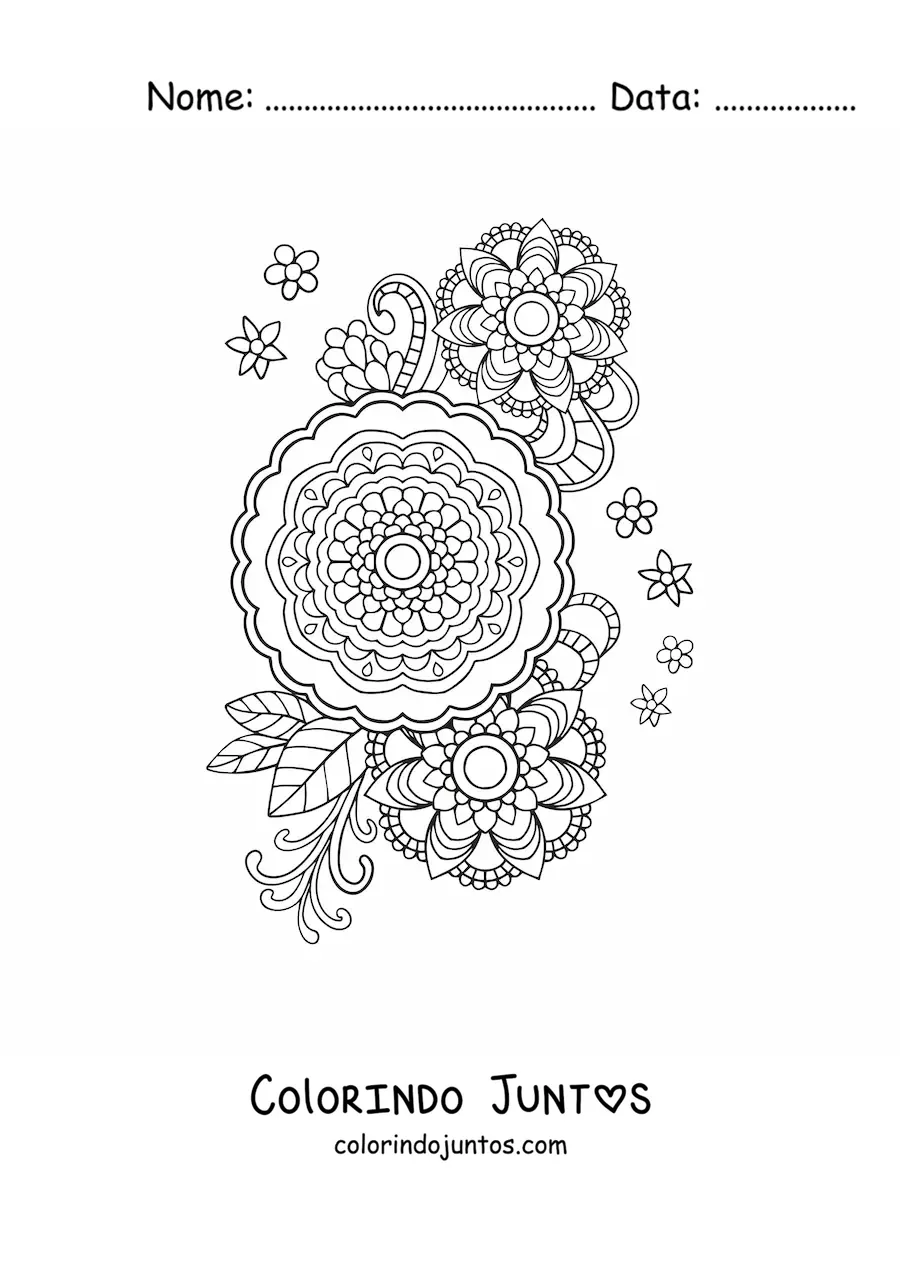 Desenho para colorir de flores mandala