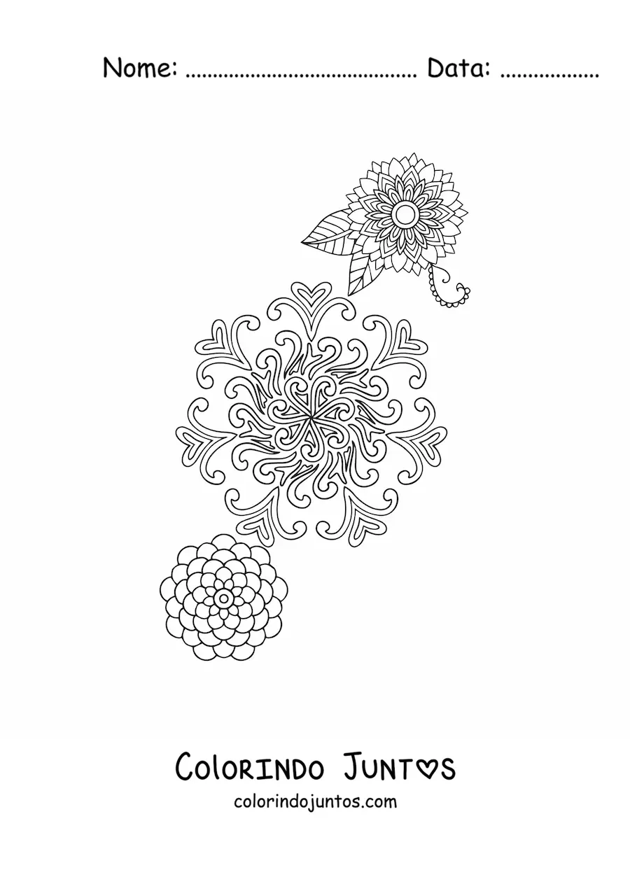 Desenho para colorir de flores mandala