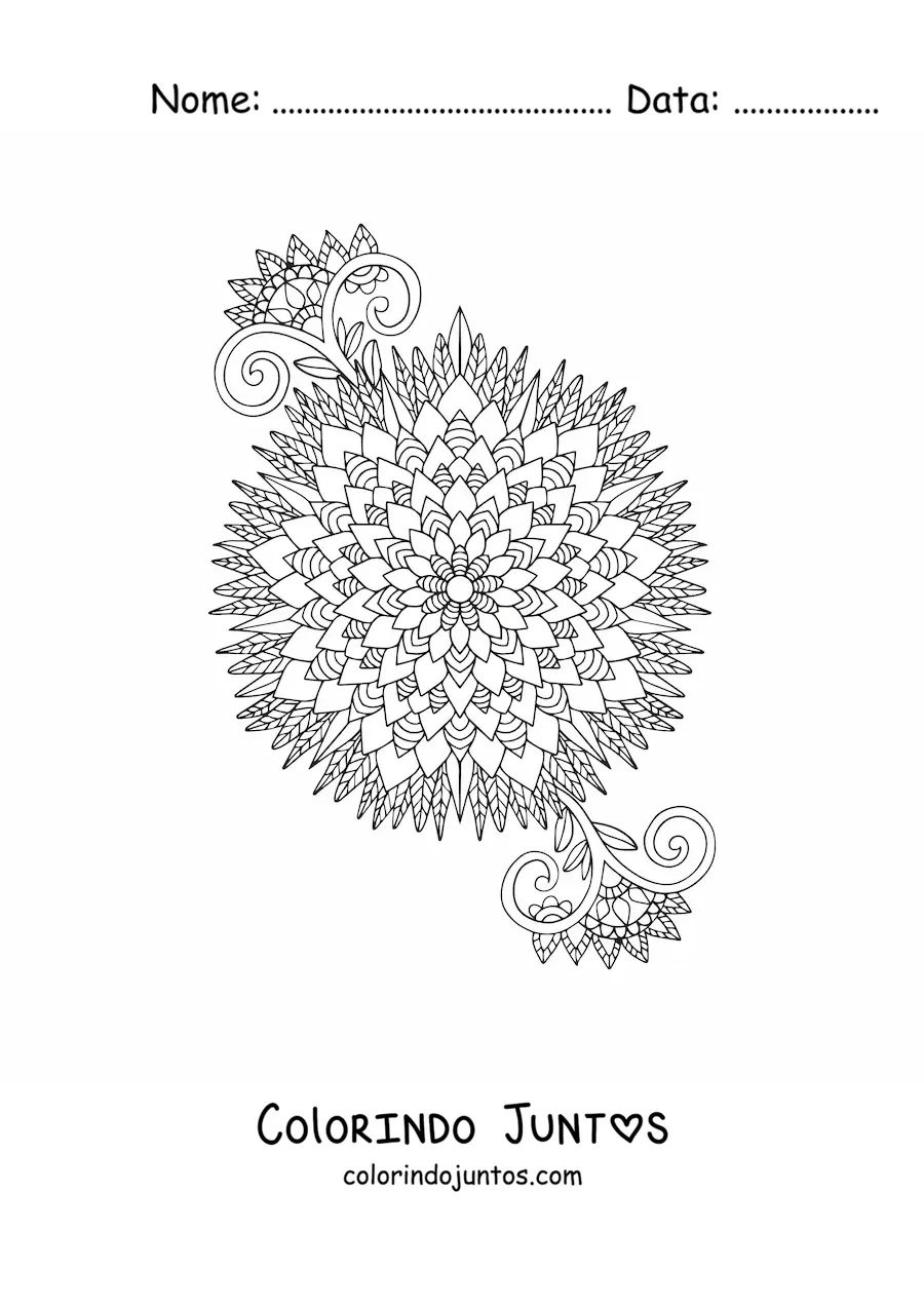 Desenho para colorir de flor mandala