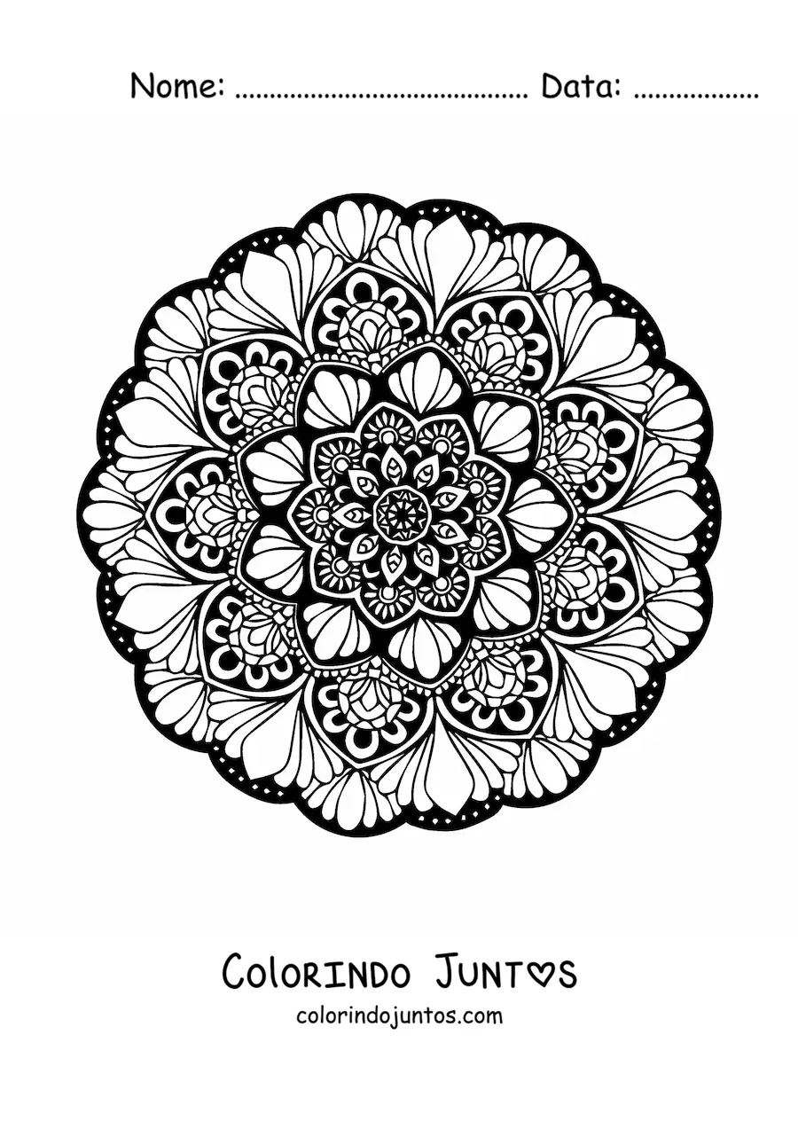 Desenho para colorir de uma mandala floral