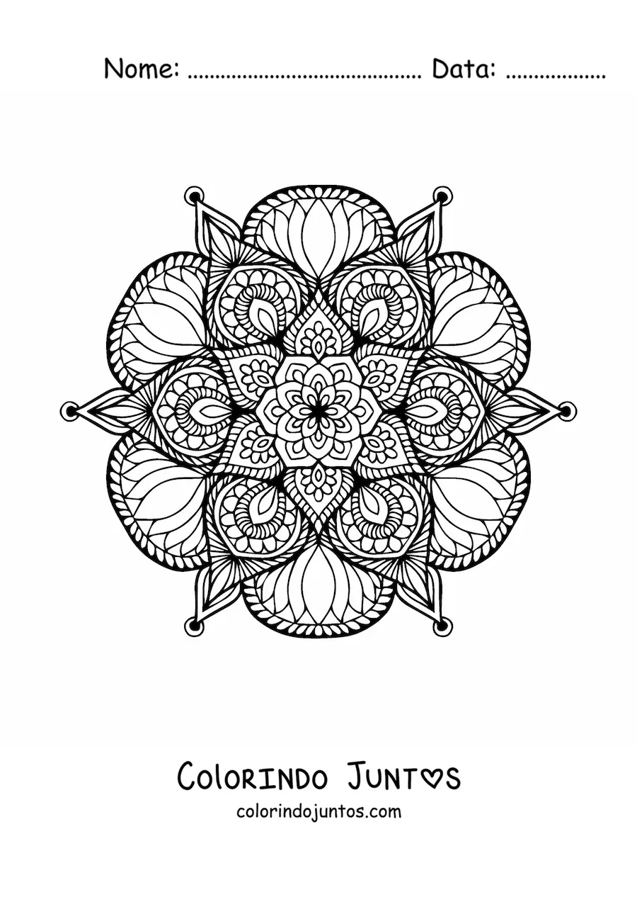 Desenho para colorir de uma mandala floral