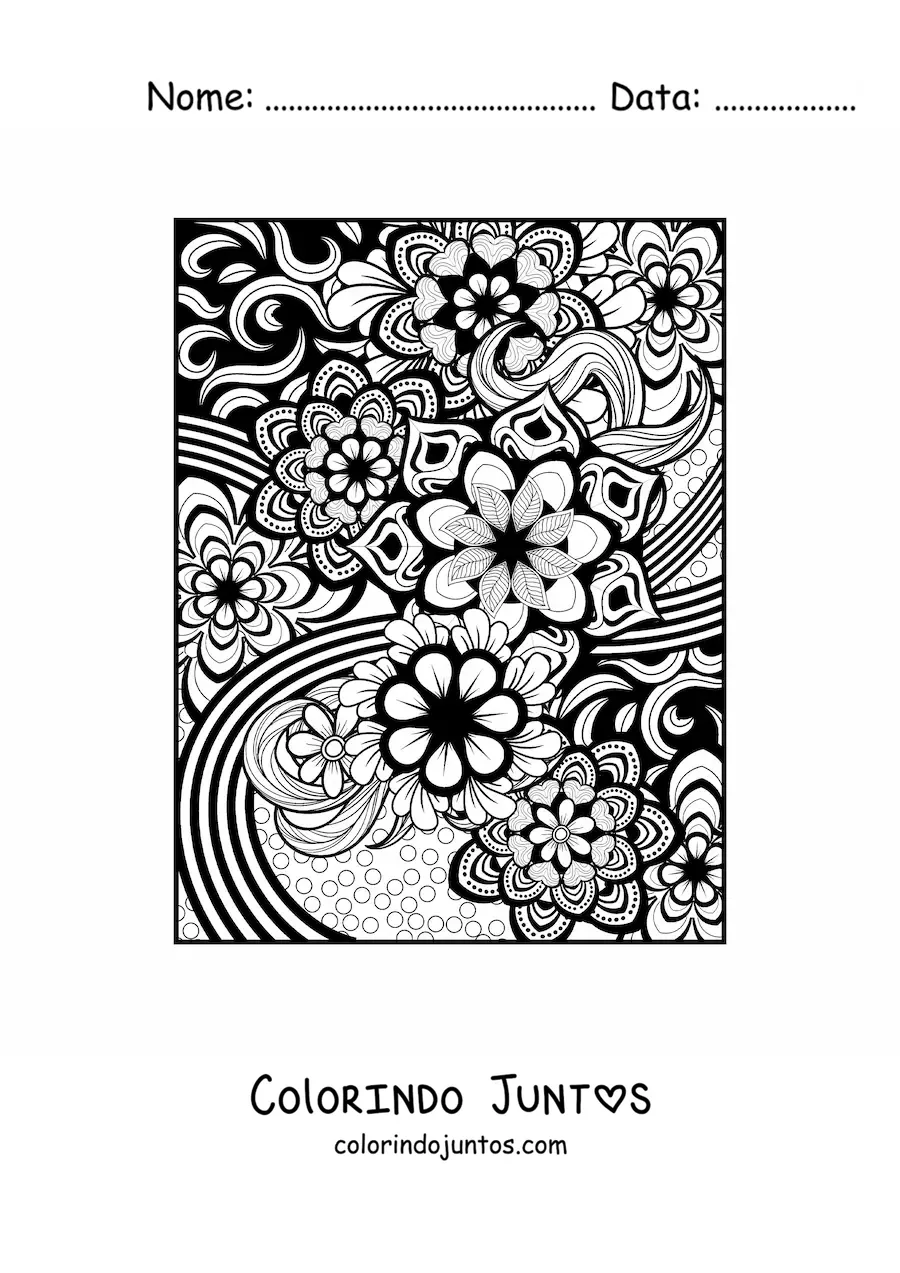 Desenho para colorir de uma mandala floral estilo Zentangle