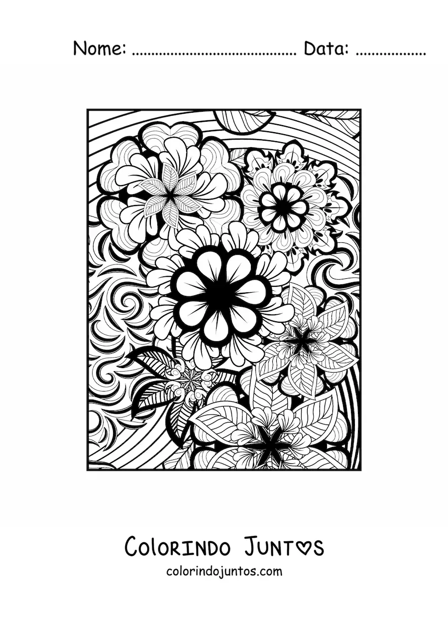 Desenho para colorir de uma mandala floral estilo Zentangle