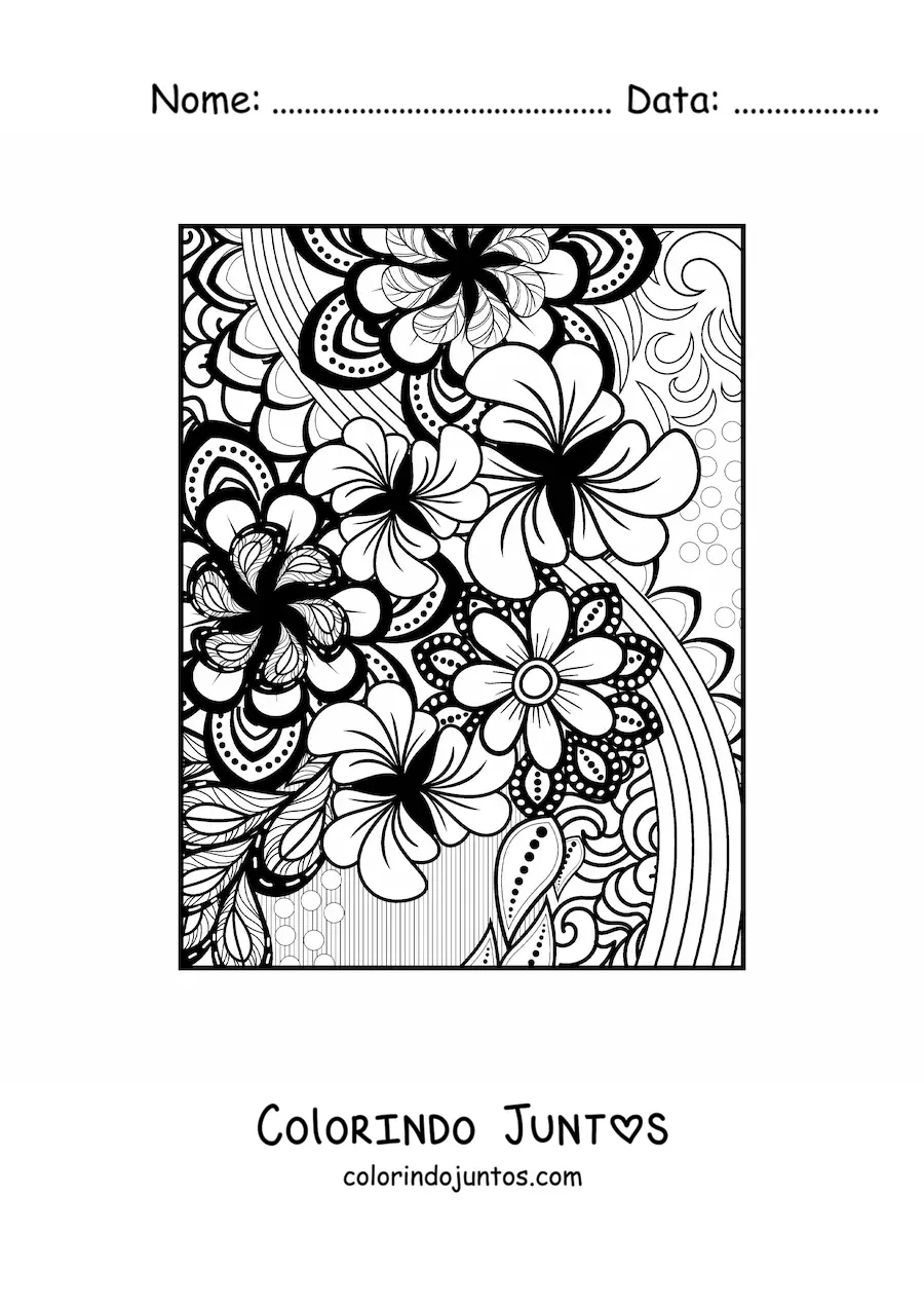 Desenho para colorir de uma mandala floral estilo Zentangle