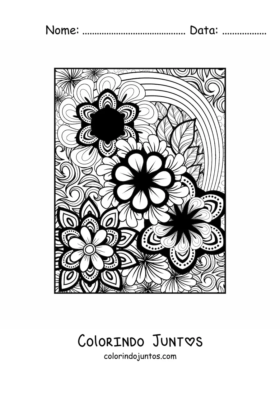 Desenho para colorir de uma mandala floral estilo Zentangle