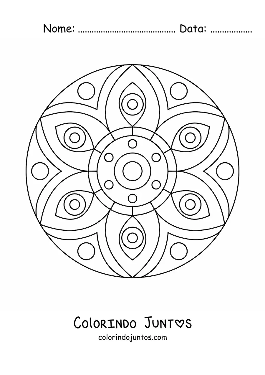 Desenho para colorir de uma mandala fácil com olhos