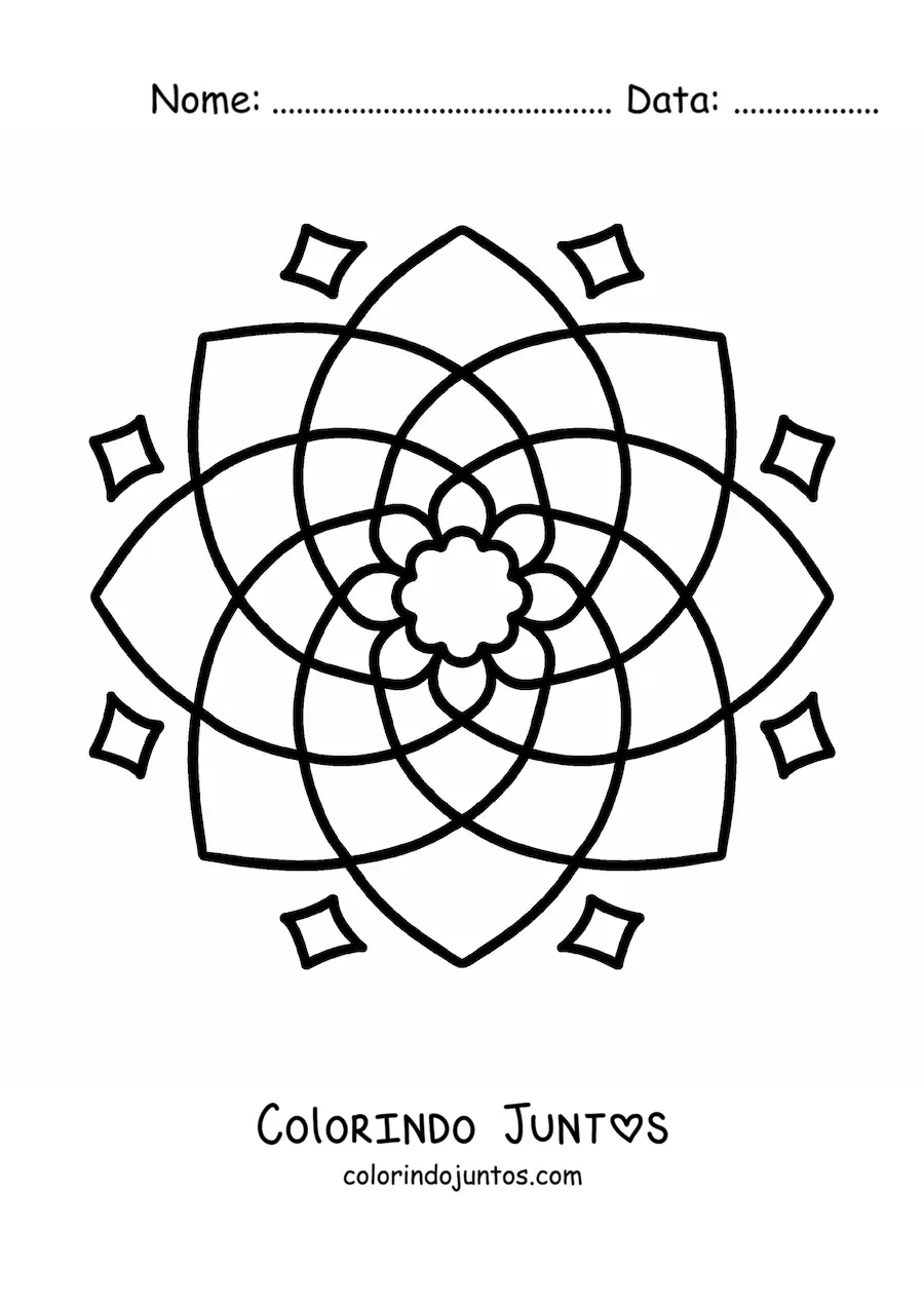 Desenho para colorir de uma mandala fácil para crianças