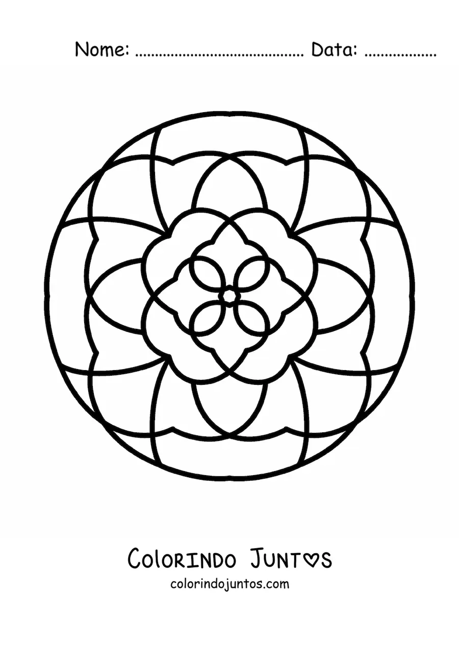 Desenho para colorir de uma mandala fácil para crianças