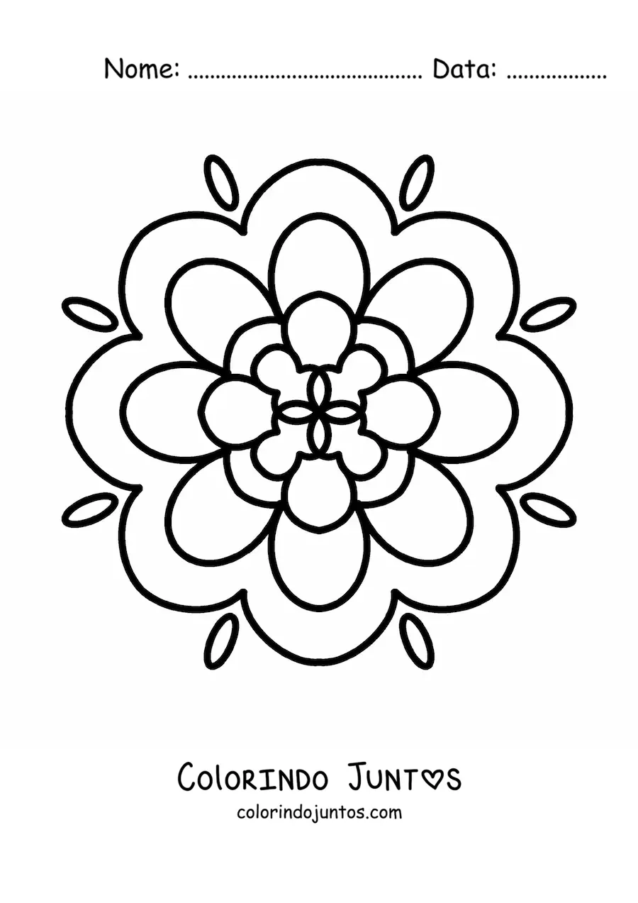 Desenho para colorir de uma mandala fácil para crianças