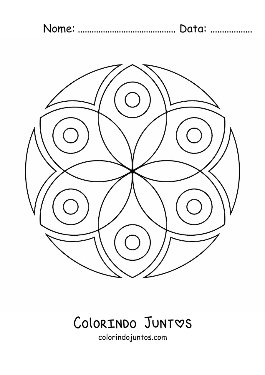 Desenho para colorir de uma mandala fácil de flor