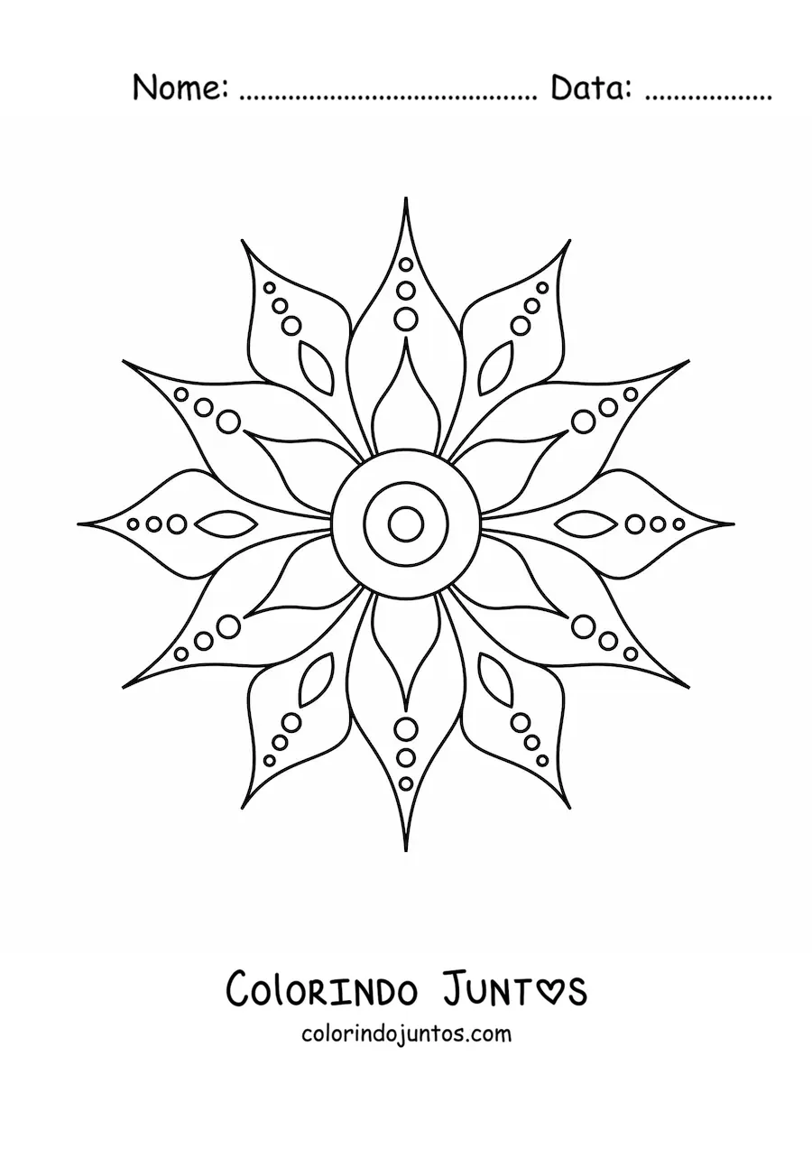 Desenho para colorir de uma mandala fácil de flor