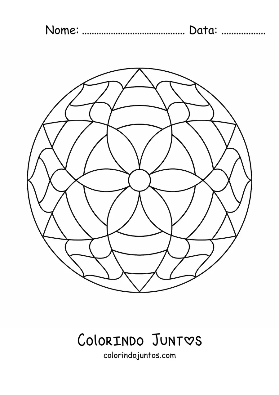 Desenho para colorir de uma mandala fácil de flor