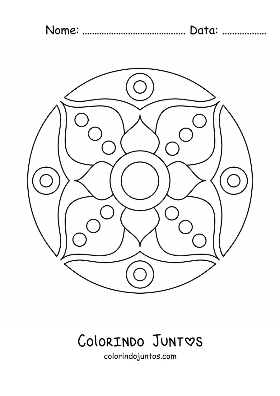 Desenho para colorir de uma mandala fácil