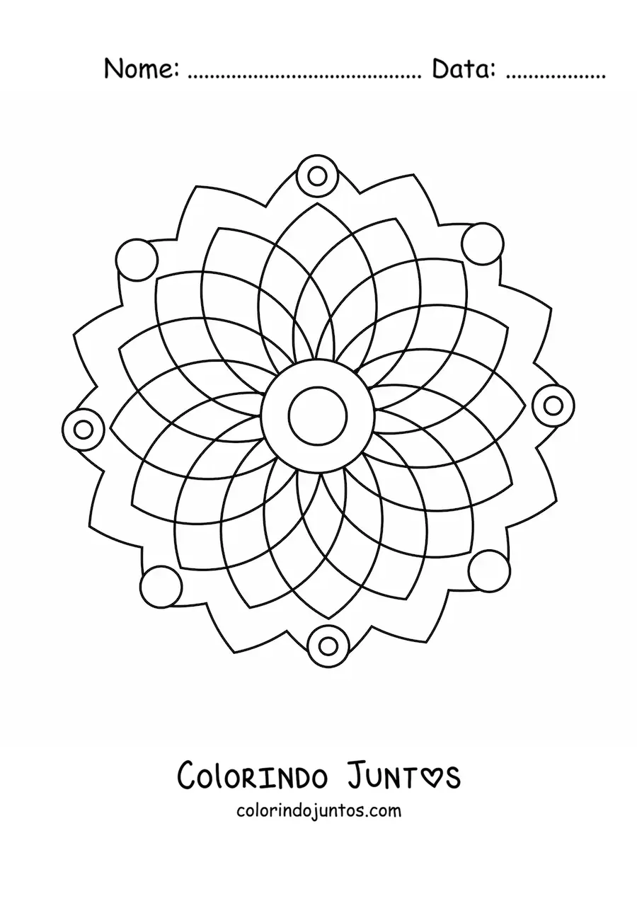 Desenho para colorir de uma mandala fácil
