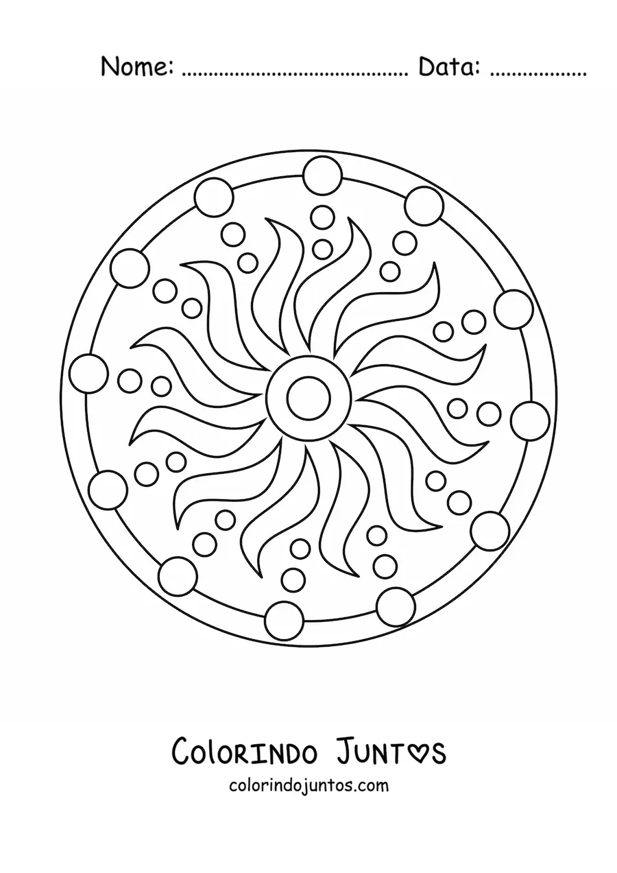 Desenho para colorir de uma mandala fácil