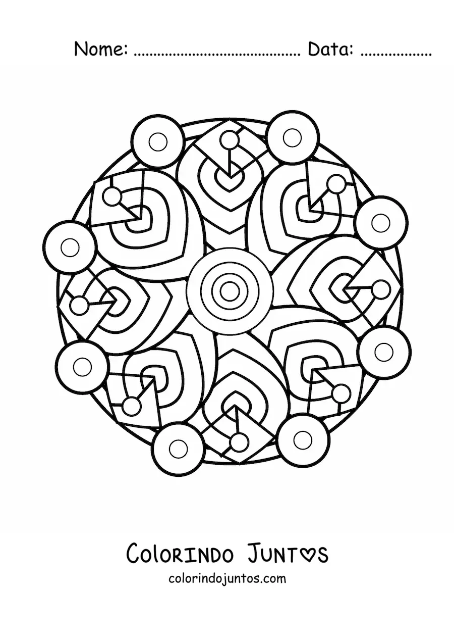 Desenho para colorir de uma mandala geométrica para crianças