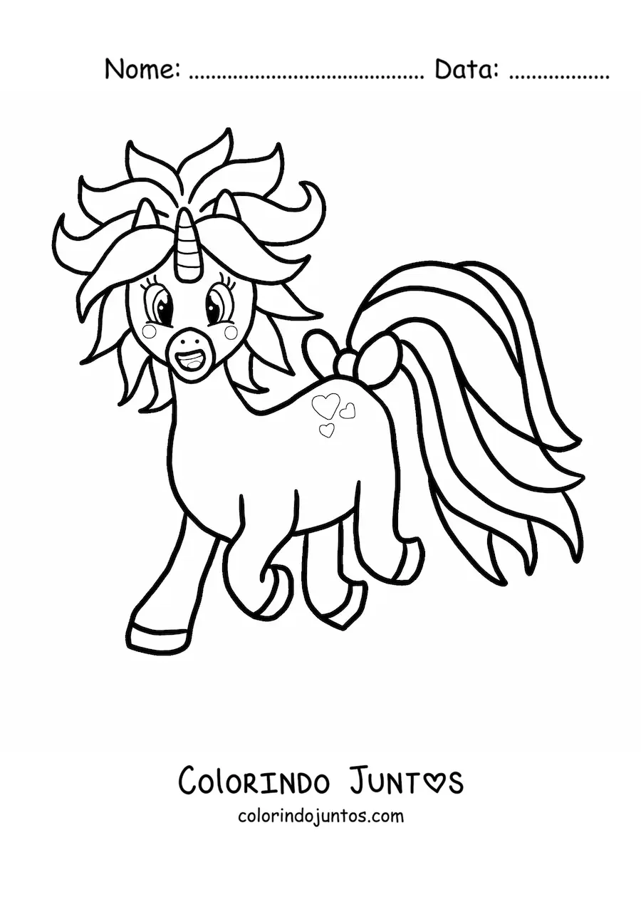 Desenho para colorir de um pônei unicórnio