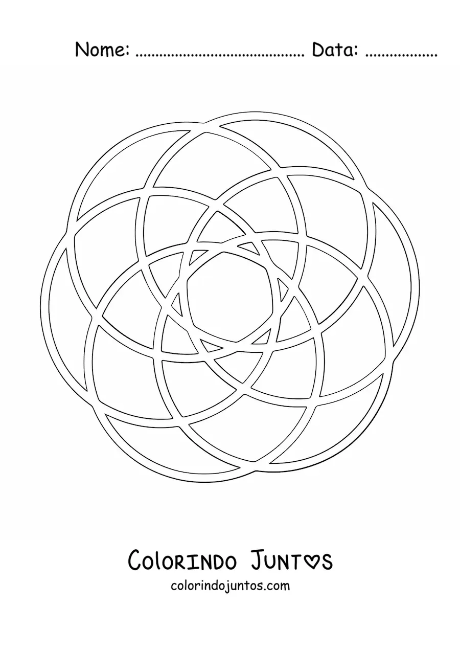 Desenho para colorir de uma mandala com círculos