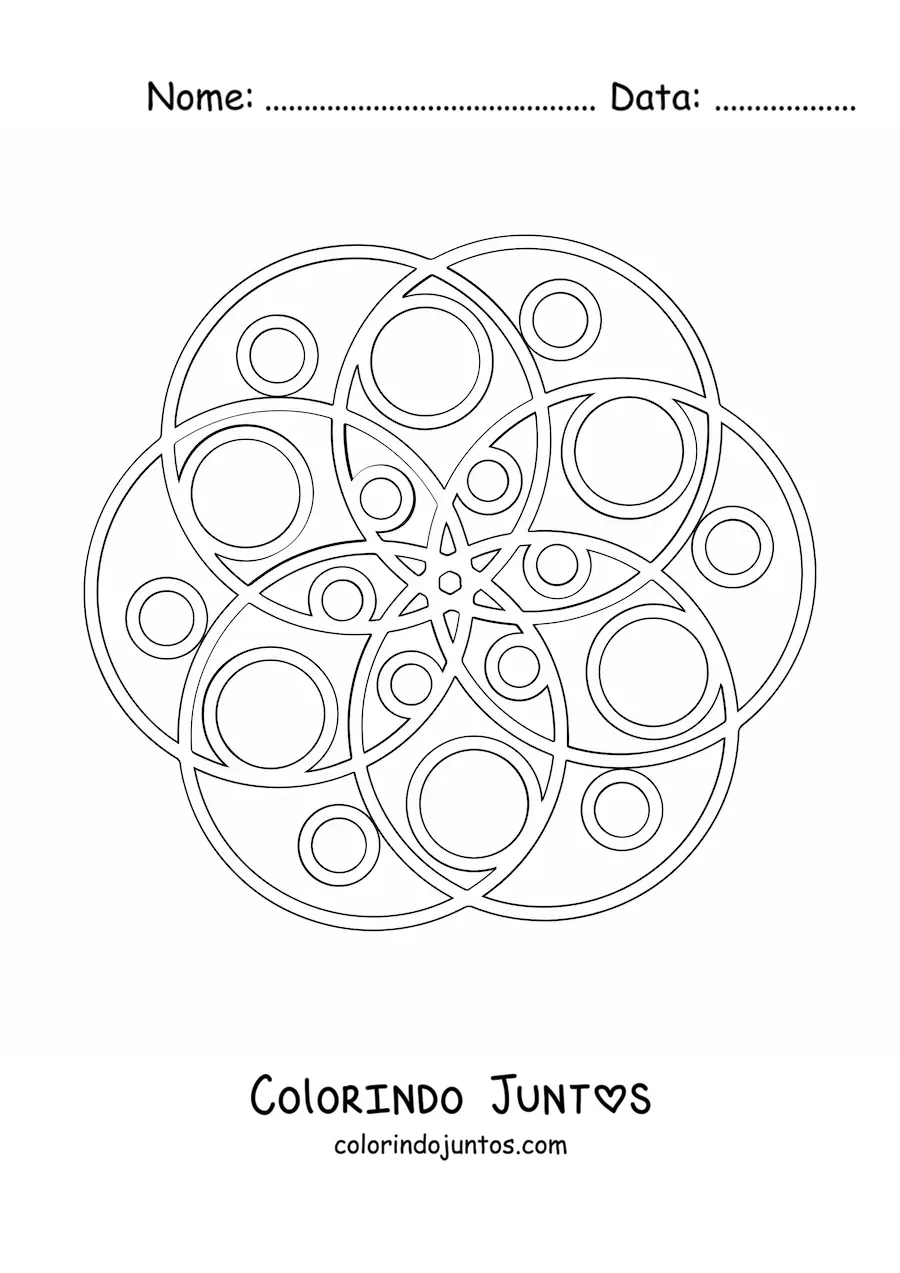 Desenho para colorir de uma mandala com círculos