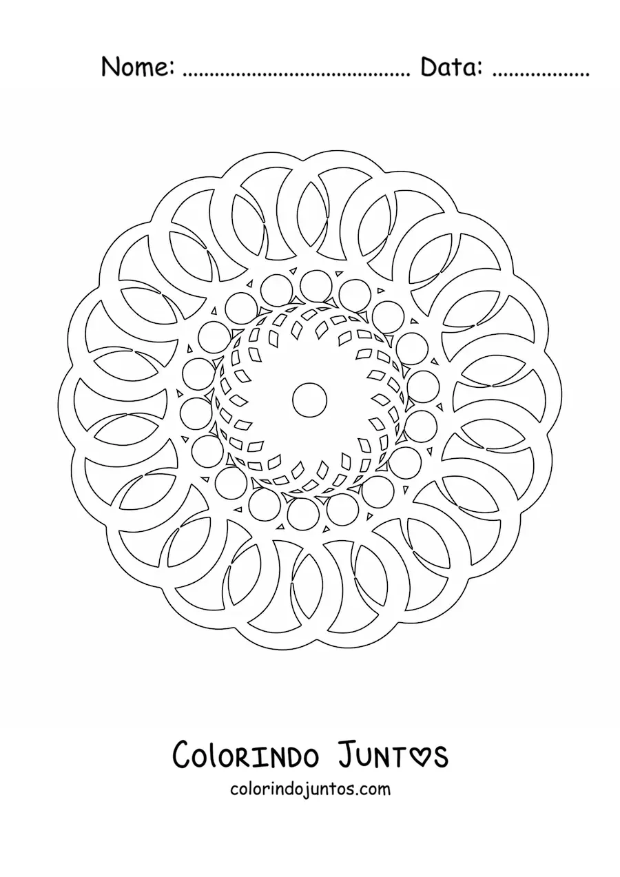 Desenho para colorir de uma mandala com círculos