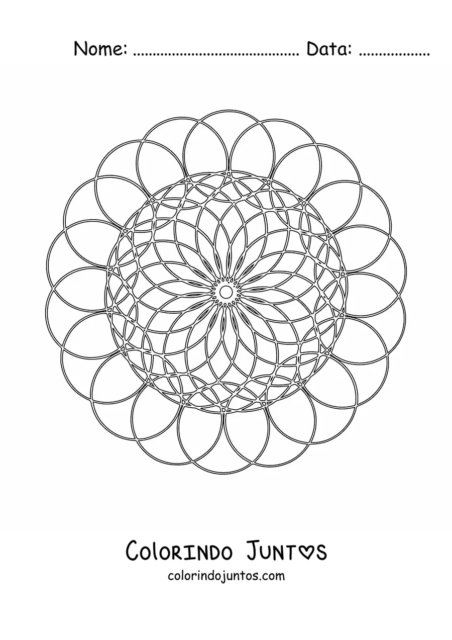 Desenho para colorir de uma mandala com círculos