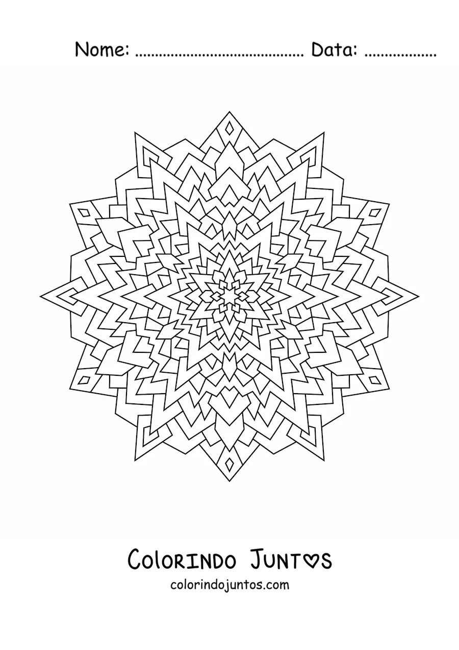 Desenho para colorir de uma mandala com triângulos