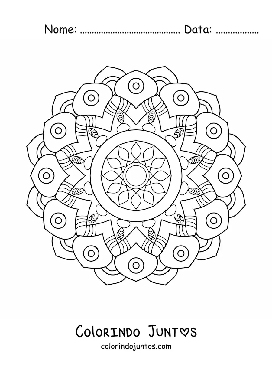 Desenho para colorir de uma mandala abstrata fácil