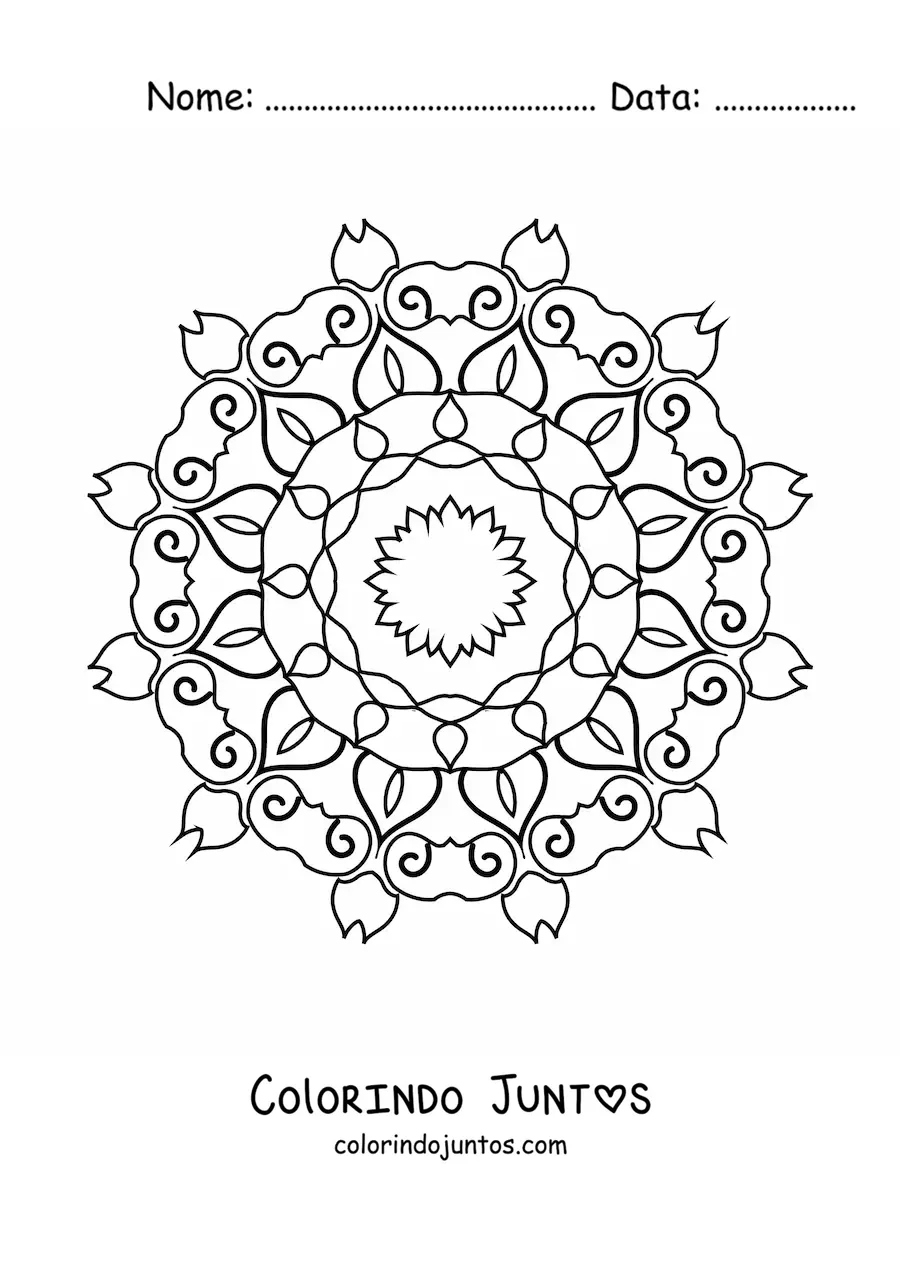 Desenho para colorir de uma mandala abstrata fácil