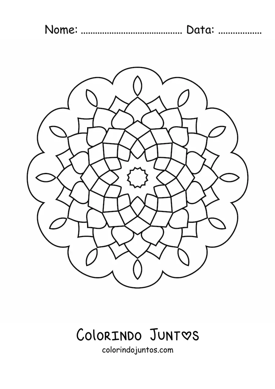 Desenho para colorir de uma mandala abstrata fácil
