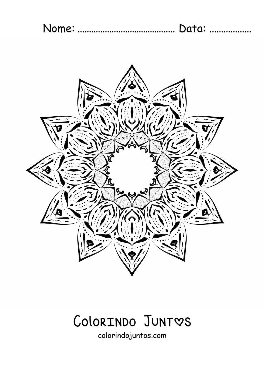 Desenho para colorir de uma mandala abstrata em forma de estrela