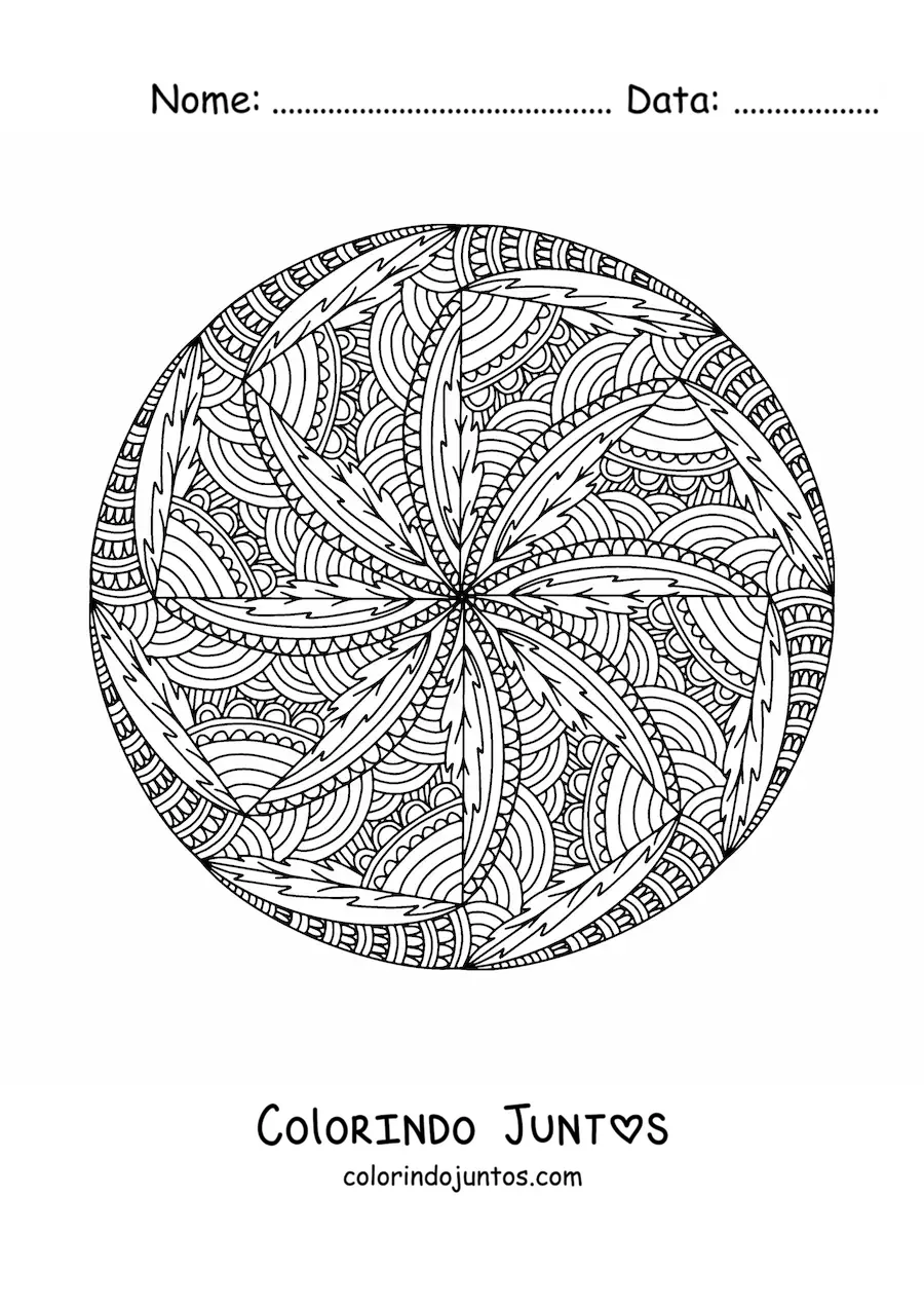 Desenho para colorir de uma mandala abstrata estilo Zentangle