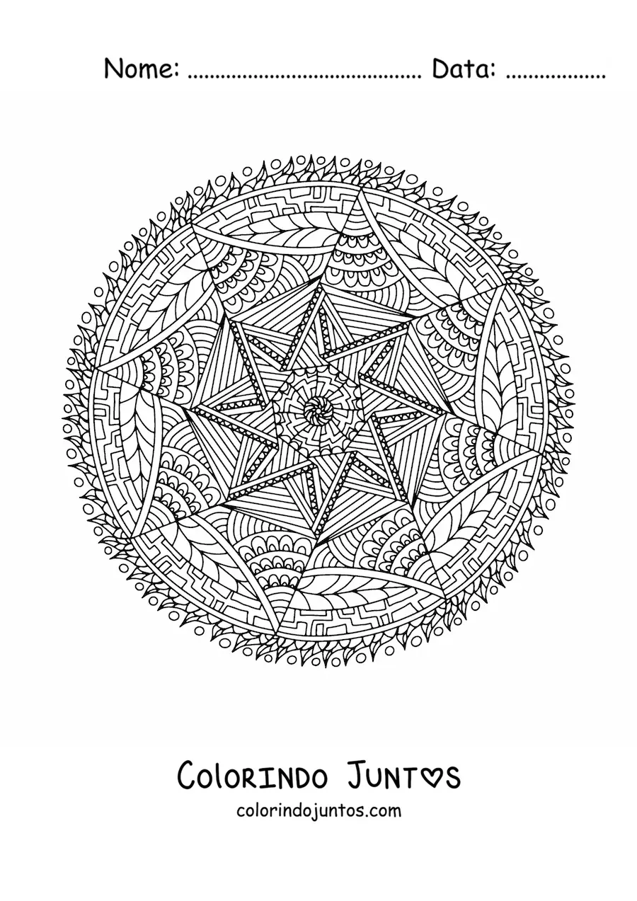 Desenho para colorir de uma mandala abstrata estilo Zentangle