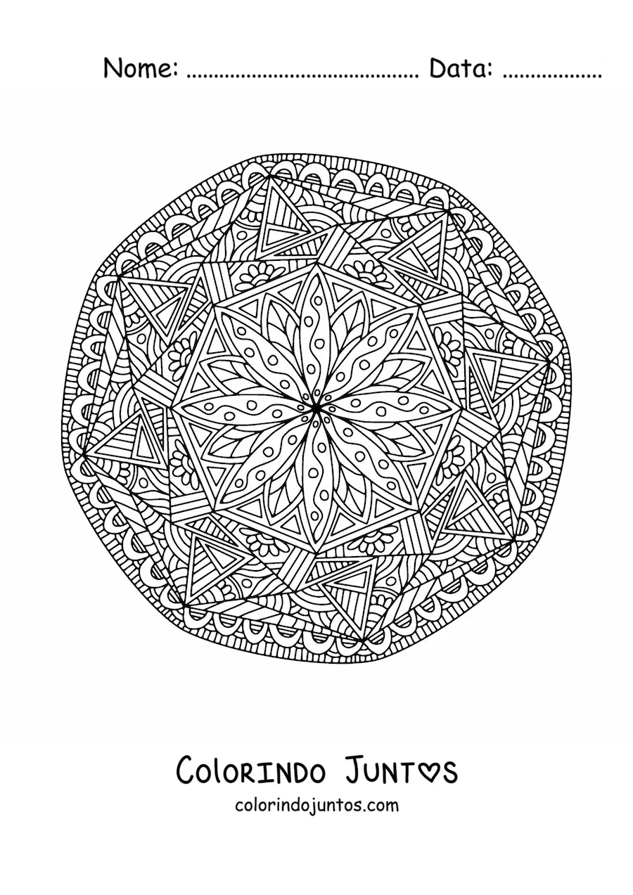 Desenho para colorir de uma mandala abstrata estilo Zentangle