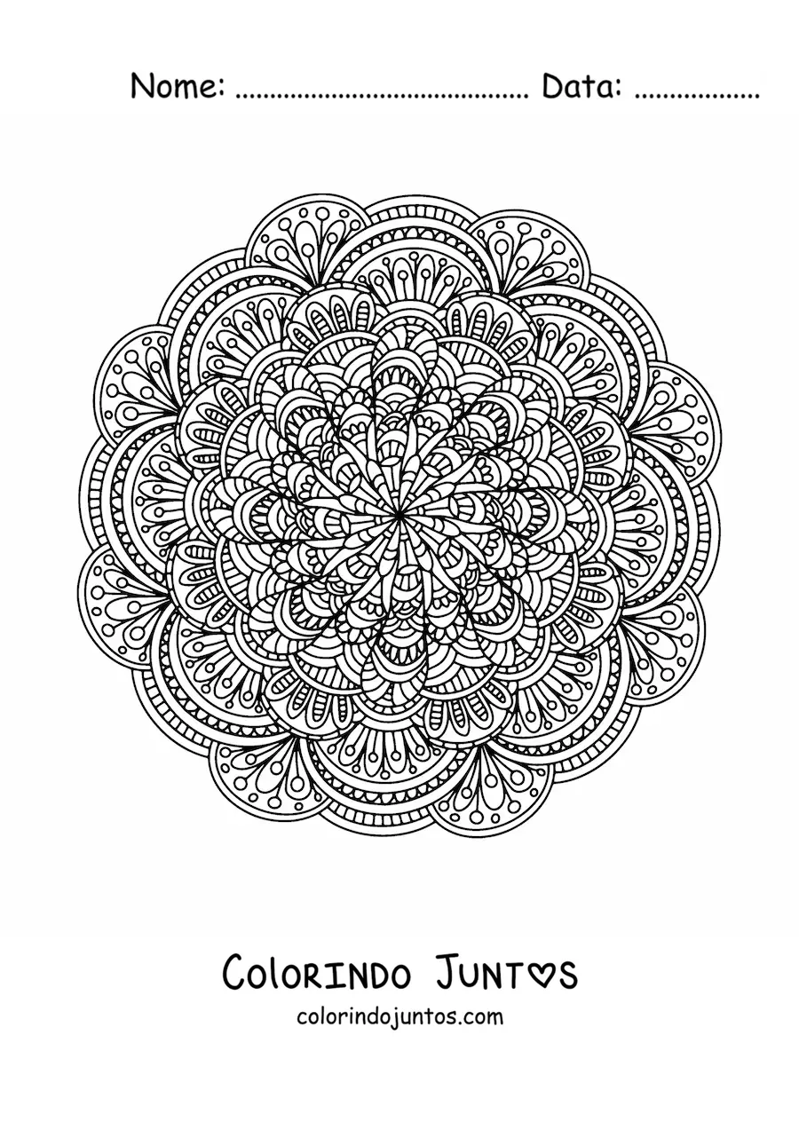 Desenho para colorir de uma mandala abstrata difícil